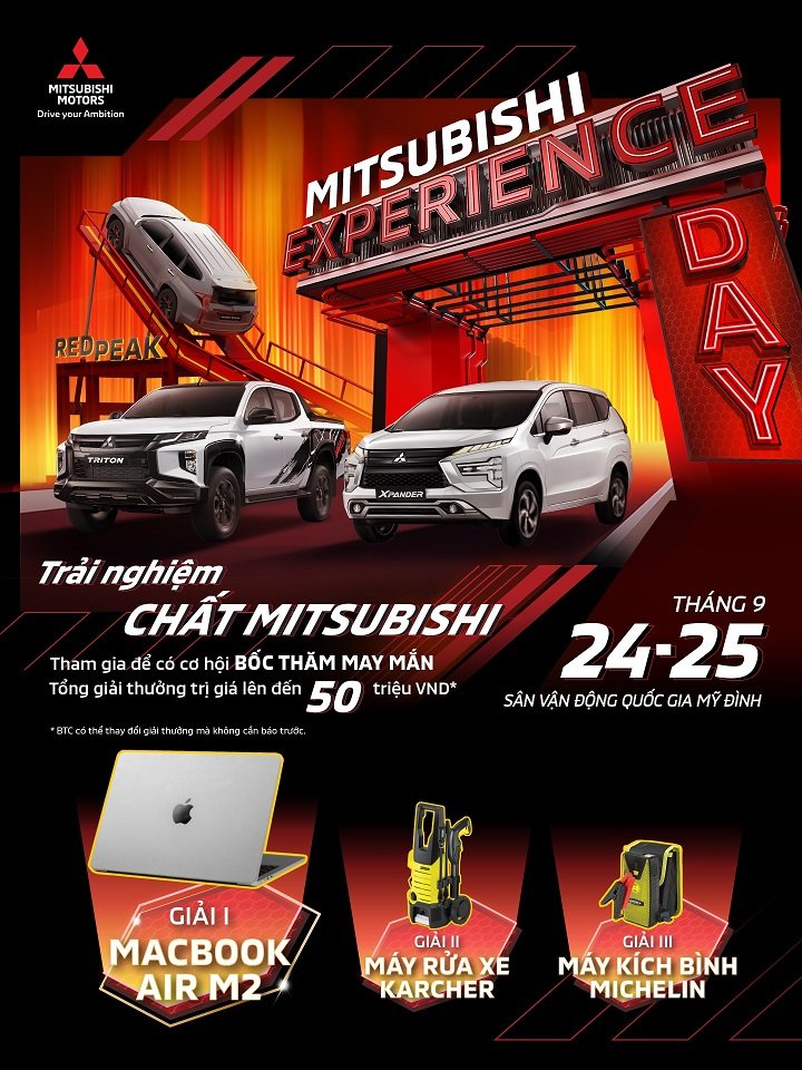 <small>MITSUBISHI EXPERIENCE DAY<br>AT MY DINH NATIONAL STADIUM<br>FROM 24TH – 25TH, SEPTEMBER</small>
