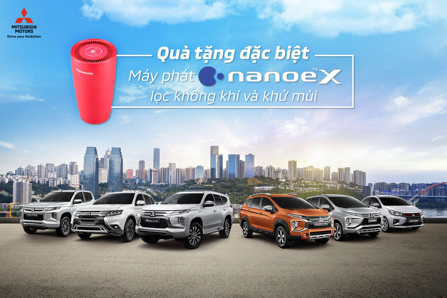 Quà tặng Máy phát Nanoe-X lọc không khí và khử mùi khi mua xe Mitsubishi từ 11 – 30/06