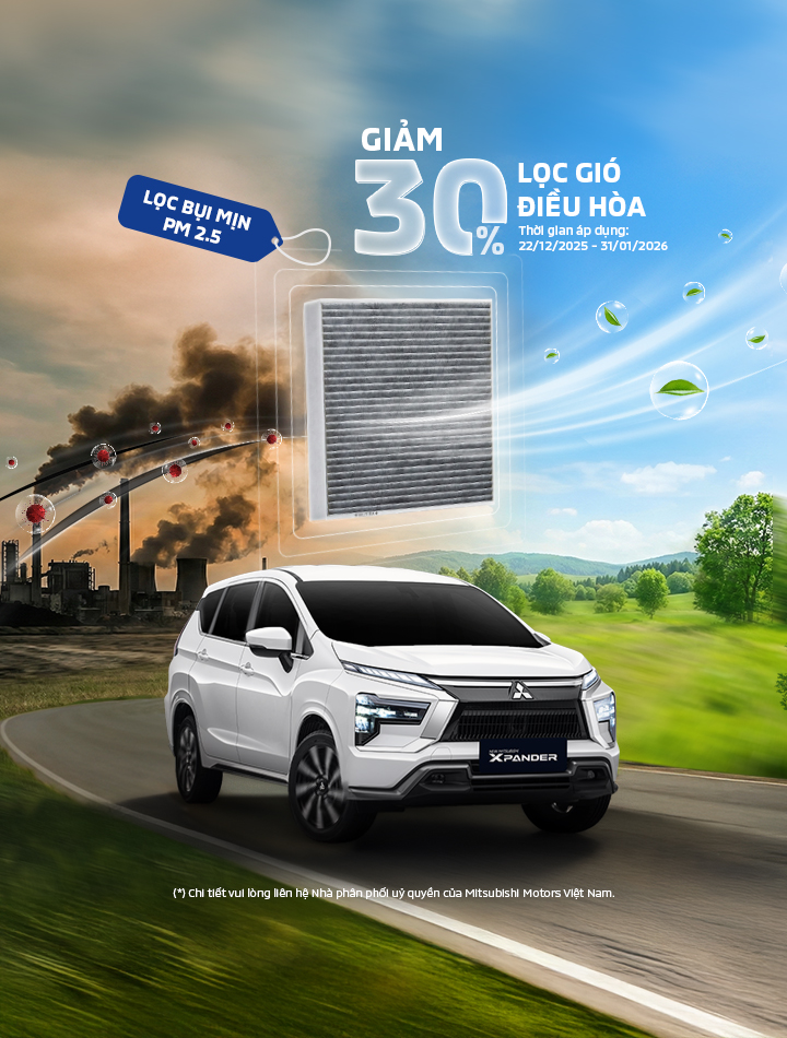ƯU ĐÃI 30% LỌC GIÓ ĐIỀU HÒA MITSUBISHI MOTORS CHÍNH HÃNG